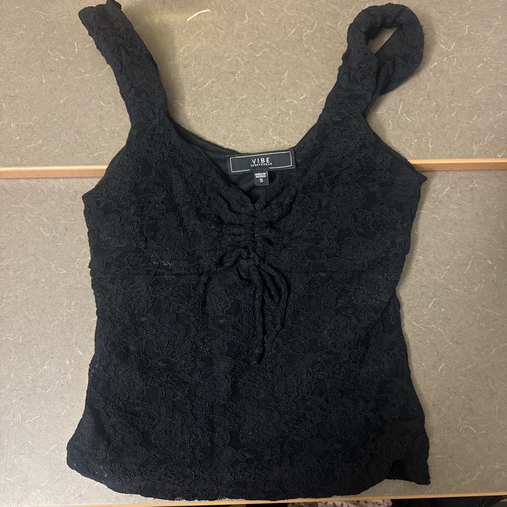 Vibe Black Lace Camisole Top